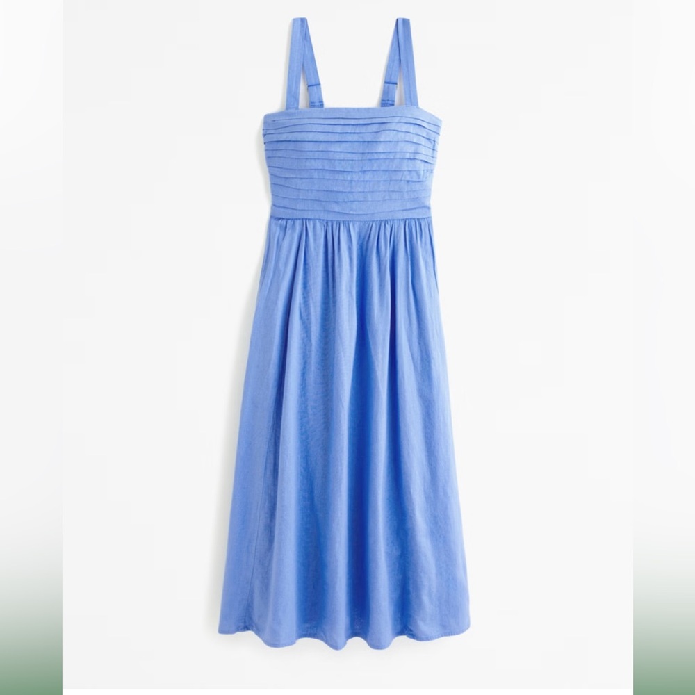 Abercrombie and Fitch Emerson Linen-Blend Midi Dress